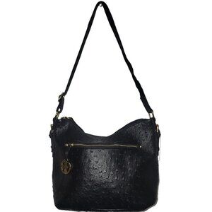 Giani Bernini Embossed Faux Ostrich Shoulder Bag. New With Defect. Black $129